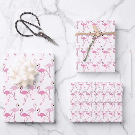 Retro Roze Flamingo patroon Thema Inpakpapier Vel (Voorkant)