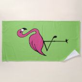 Retro Roze Flamingo Zwembad Strand Handdoek Cadeau (Voorkant)