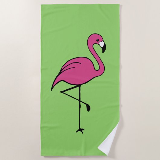 Retro Roze Flamingo Zwembad Strand Handdoek Cadeau (Voorkant)