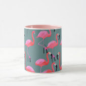 Retro roze flamingo's mok (Midden)