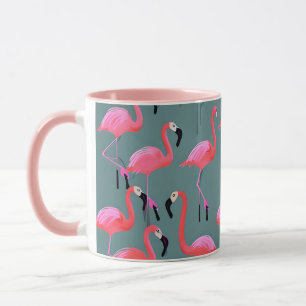 Retro roze flamingo's mok
