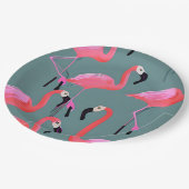 Retro roze flamingo's papieren bordje (Gekanteld)