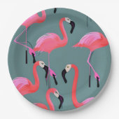 Retro roze flamingo's papieren bordje (Voorkant)