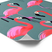 Retro roze flamingo's poster (Hoek)