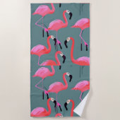 Retro roze flamingo's strandlaken (Voorkant)