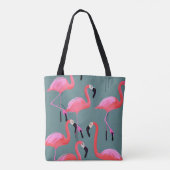 Retro roze flamingo's tote bag (Achterkant)
