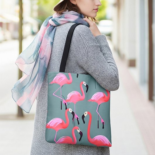 Retro roze flamingo's tote bag