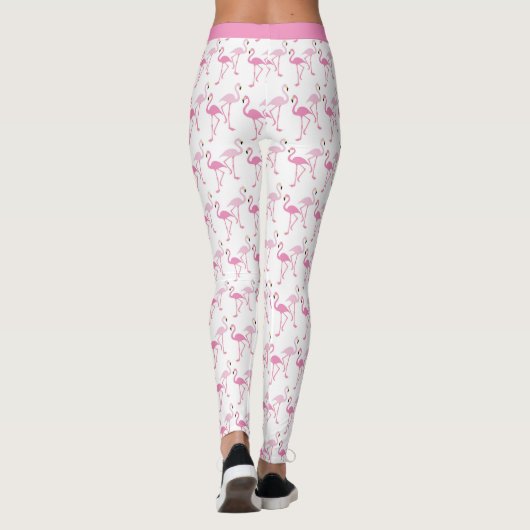 Retro Roze Flamingo's Tropisch Patroon Yoga Leggings (Achterkant)