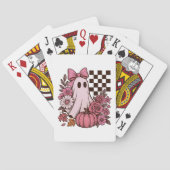 Retro Roze Flirterige Geest Meisje met Strik Hallo Pokerkaarten (Achterkant)