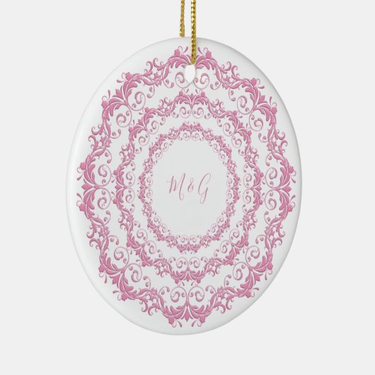 Retro roze florale mandala keramisch ornament (Rechts)