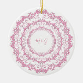 Retro roze florale mandala keramisch ornament (Voorkant)