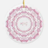 Retro roze florale mandala keramisch ornament (Achterkant)