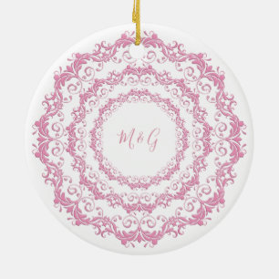 Retro roze florale mandala keramisch ornament