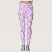 Retro, roze florale patroon leggings (Voorkant)