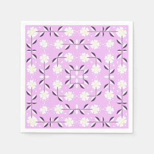 Retro, roze florale patroon servet