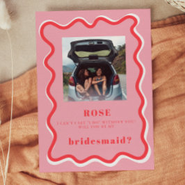 Retro Roze foto Bridesmaid-voorstel Kaart