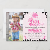 Retro Roze Fotodisco Eerste Rodeo 1e Verjaardag Kaart (Voorkant)