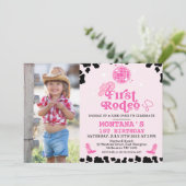 Retro Roze Fotodisco Eerste Rodeo 1e Verjaardag Kaart (Staand voorkant)