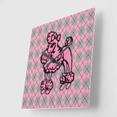 Retro Roze Franse Poedel Cadeau Vierkante Klok (Hoek)