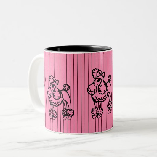 Retro Roze Franse Poedel Koffie Mok Gift (Voorkant links)