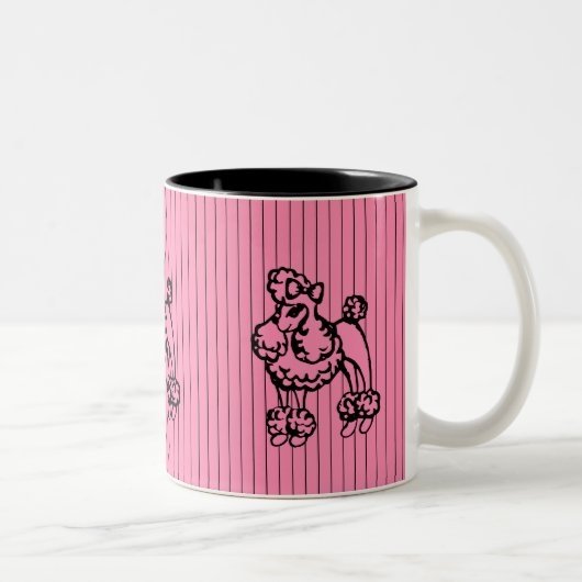 Retro Roze Franse Poedel Koffie Mok Gift (Rechts)