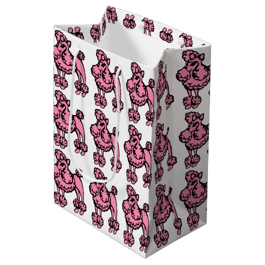 Retro Roze Franse Poodle Cadeautas (Voorkant Gekanteld)