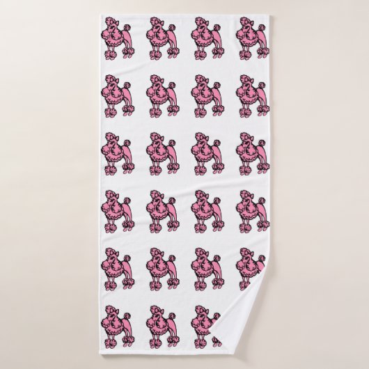 Retro Roze Franse Poodle Grote Badhanddoek (Badhanddoek)