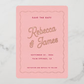 Retro Roze Fuchsia Golf Wedding Save the Date Folie Uitnodiging (Voorkant)