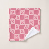 Retro Roze gecontroleerd Floral Patroon Bad Handdoek (Wasdoekje)