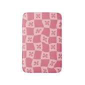 Retro Roze gecontroleerd Floral Patroon Badmat (Voorkant Verticaal)
