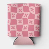 Retro Roze gecontroleerd Floral Patroon Blikjeskoeler (Voorkant)