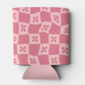 Retro Roze gecontroleerd Floral Patroon Blikjeskoeler (Achterkant)