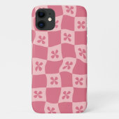 Retro Roze gecontroleerd Floral Patroon Case-Mate iPhone Case (Achterkant)