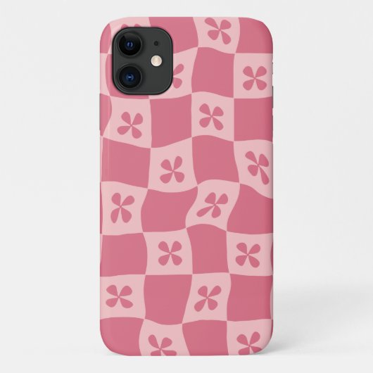 Retro Roze gecontroleerd Floral Patroon Case-Mate iPhone Case (Achterkant)