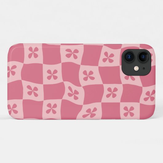 Retro Roze gecontroleerd Floral Patroon Case-Mate iPhone Case (Achterkant (horizontaal))