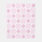 Retro Roze gecontroleerd Floral Patroon Fleece Deken (Voorkant)