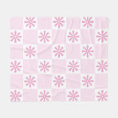 Retro Roze gecontroleerd Floral Patroon Fleece Deken (Voorkant (Horizontaal))