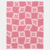 Retro Roze gecontroleerd Floral Patroon Fleece Deken (Voorkant)