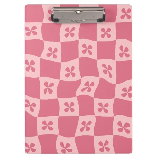Retro Roze gecontroleerd Floral Patroon Klembord (Voorkant)