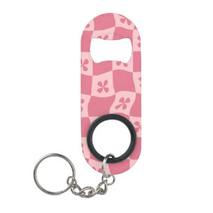 Retro Roze gecontroleerd Floral Patroon Mini Flessenopener