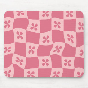 Retro Roze gecontroleerd Floral Patroon Muismat