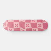 Retro Roze gecontroleerd Floral Patroon Persoonlijk Skateboard (Horizontaal)