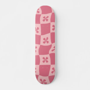 Retro Roze gecontroleerd Floral Patroon Persoonlijk Skateboard