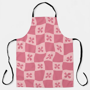 Retro Roze gecontroleerd Floral Patroon Schort