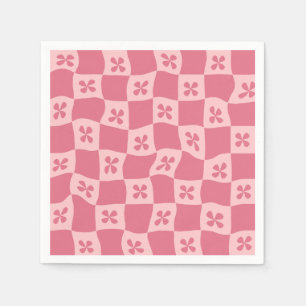 Retro Roze gecontroleerd Floral Patroon Servet