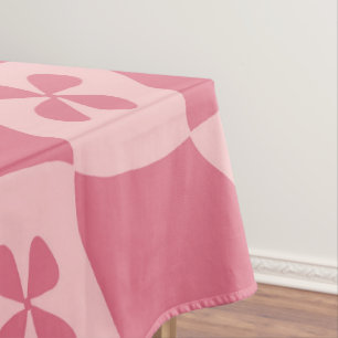 Retro Roze gecontroleerd Floral Patroon Tafelkleed