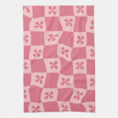 Retro Roze gecontroleerd Floral Patroon Theedoek (Verticaal)