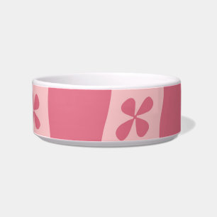 Retro Roze gecontroleerd Floral Patroon Voerbakje