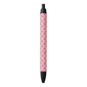 Retro Roze gecontroleerd Floral Patroon Zwarte Inkt Pen