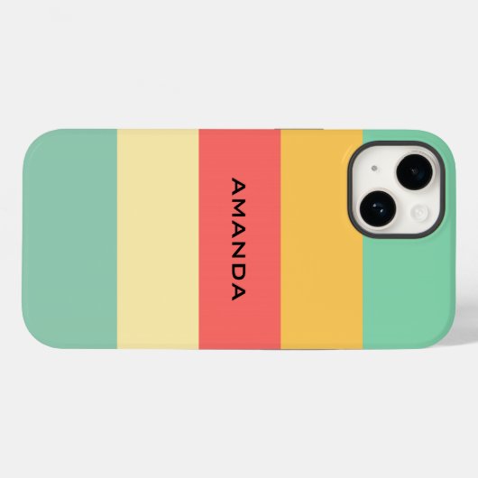Retro Roze Geel Blauwe Stripes Aangepast Case-Mate iPhone Case (Achterkant (horizontaal))